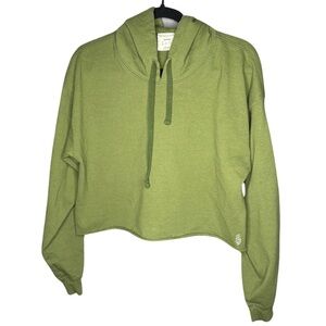 Free people movement - upcycle - cropped green hoodie - medium